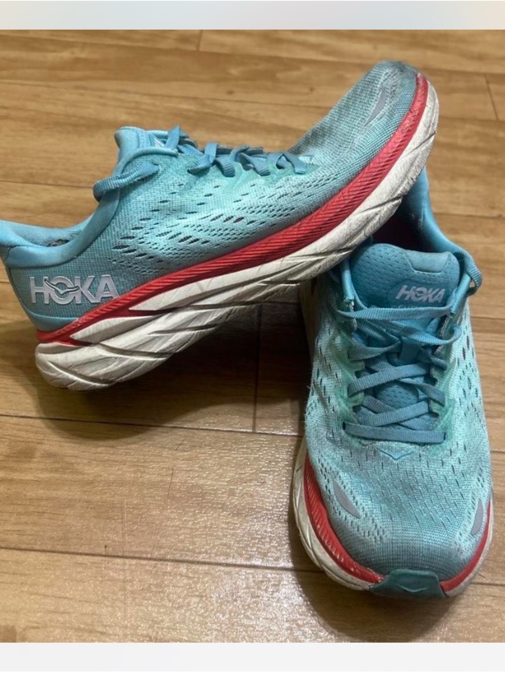 Hoka One One Women's Aqua Running Shoes with Coral Accent 6.5